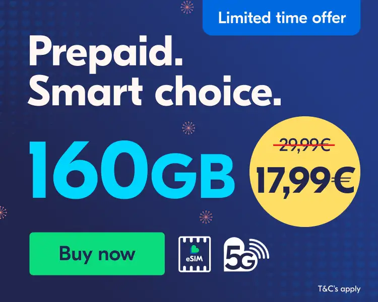 160GB Data, Unlimited Intl. Minutes to 100 Countries, EU Roaming  Only  13.99
