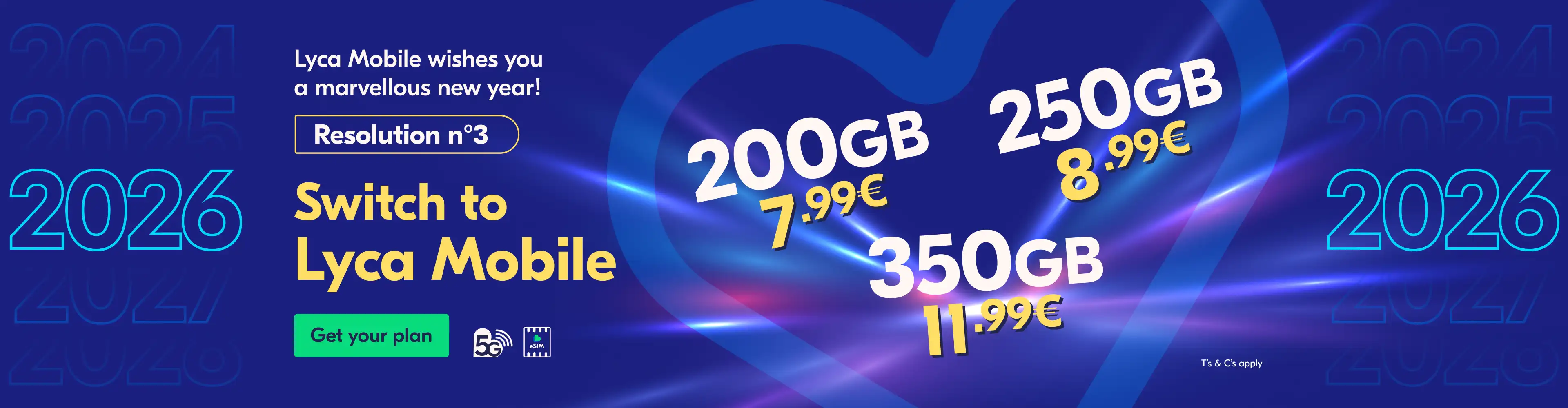 Carte SIM Lycamobile UK Anonyme - +44 - Active En 10 Min - Utilisable En Italie Avec 5G - Recharge En Ligne Ou En Tabac - 9