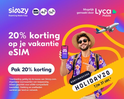 Bewijs van kortingscode - Lycamobile - Kortingscode: 20% korting op je vakantie pak